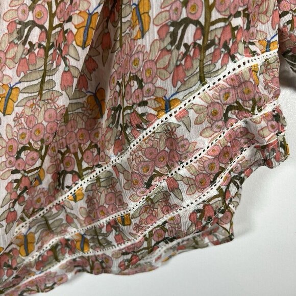 Zara Basic Floral‎ Butterfly Blouse Women’s Size Small Pink Boho Peasant crochet - Picture 7 of 8